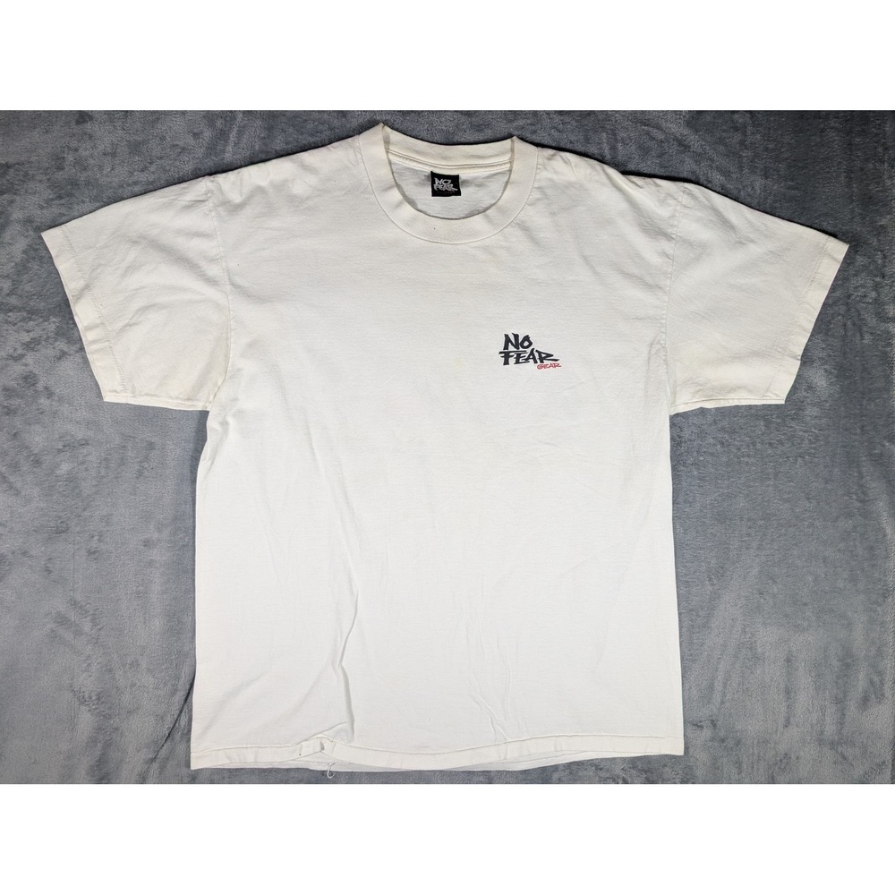 VTG 90s No Fear Hockey Graphic T-Shirt Mens XL White Pull The Goalie Made In USA